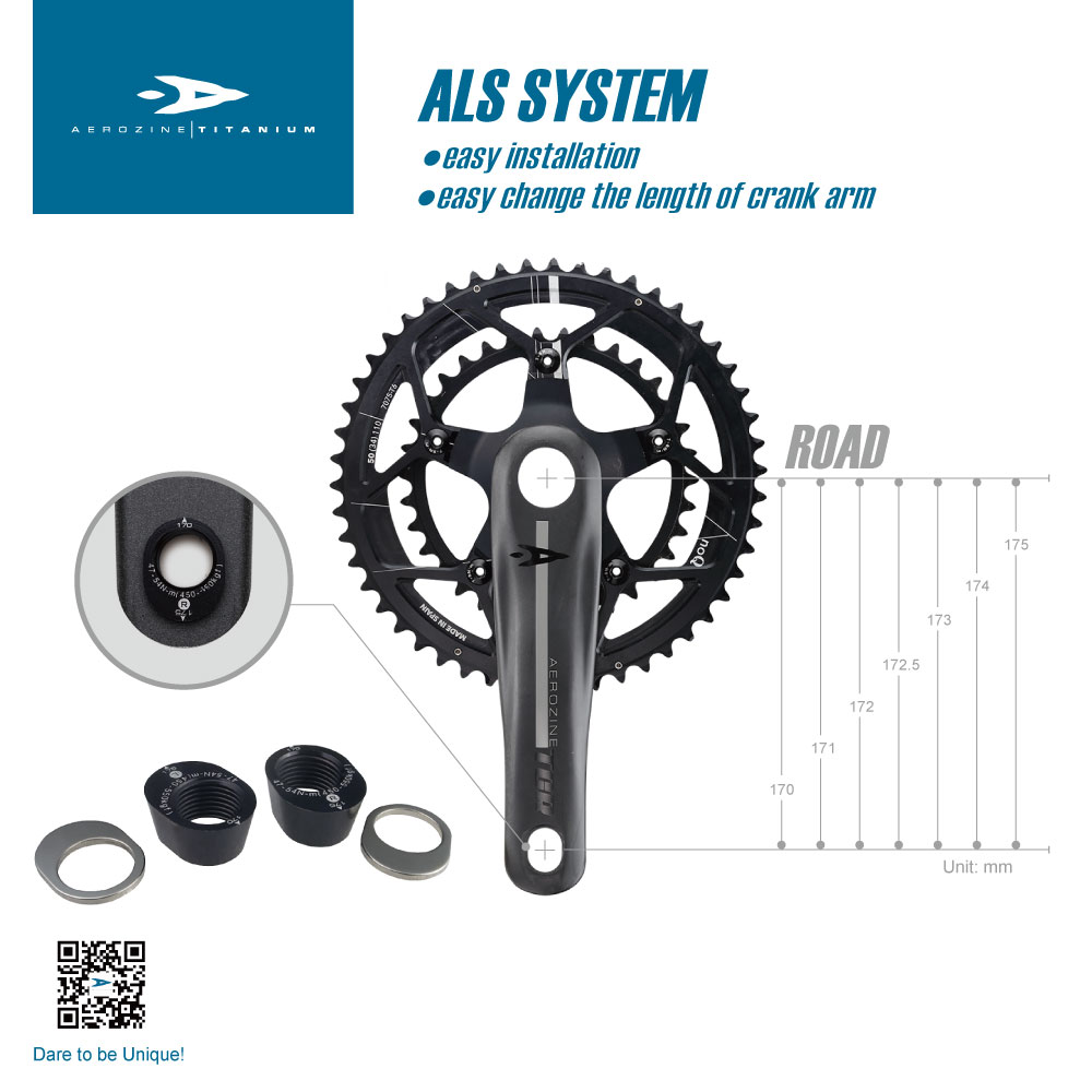 クランク長が変えられるAEROZINE Adjustable Length System。 | ロード