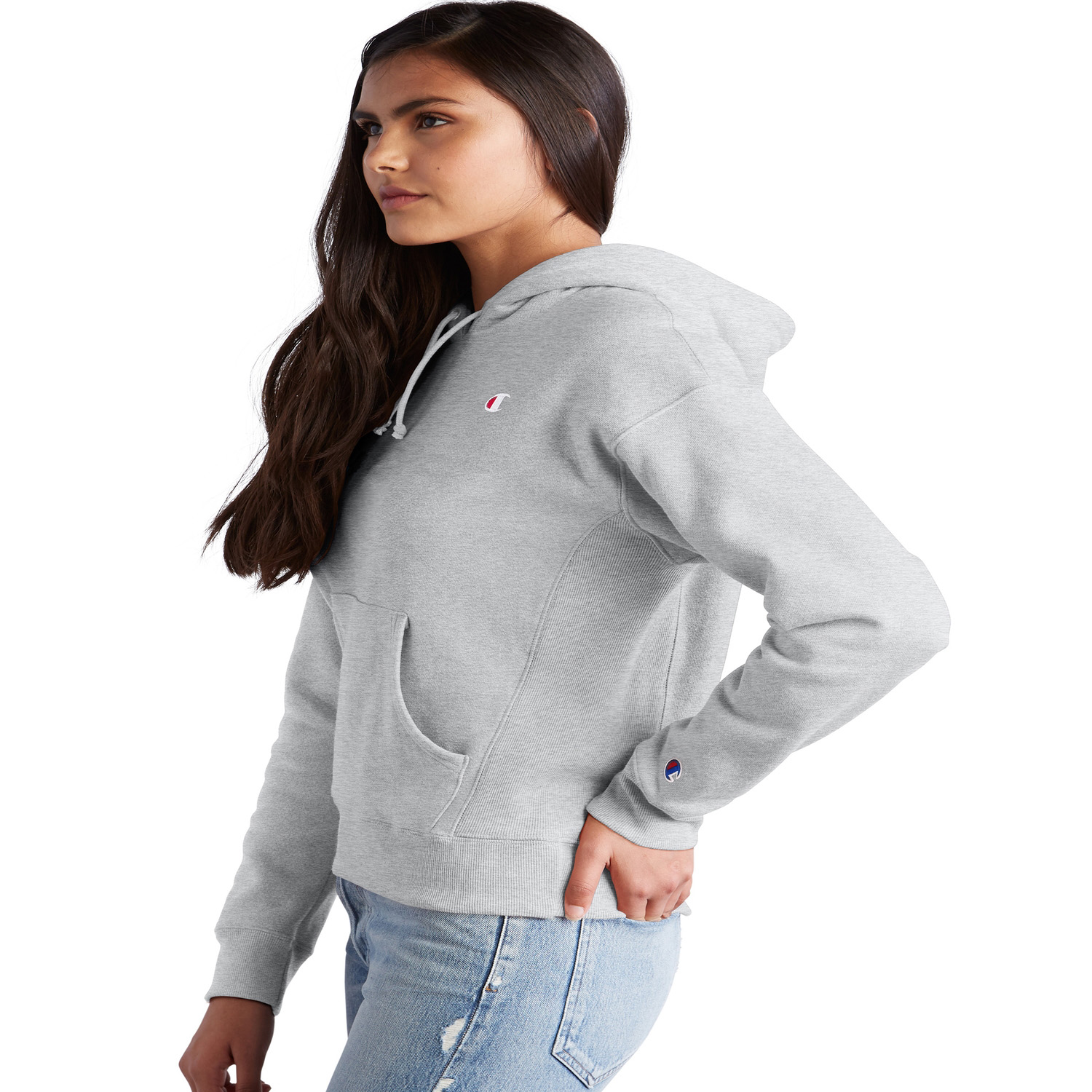 Champion Reverse Weave Fleece Women's Pullover Hoodie Oxford Gray