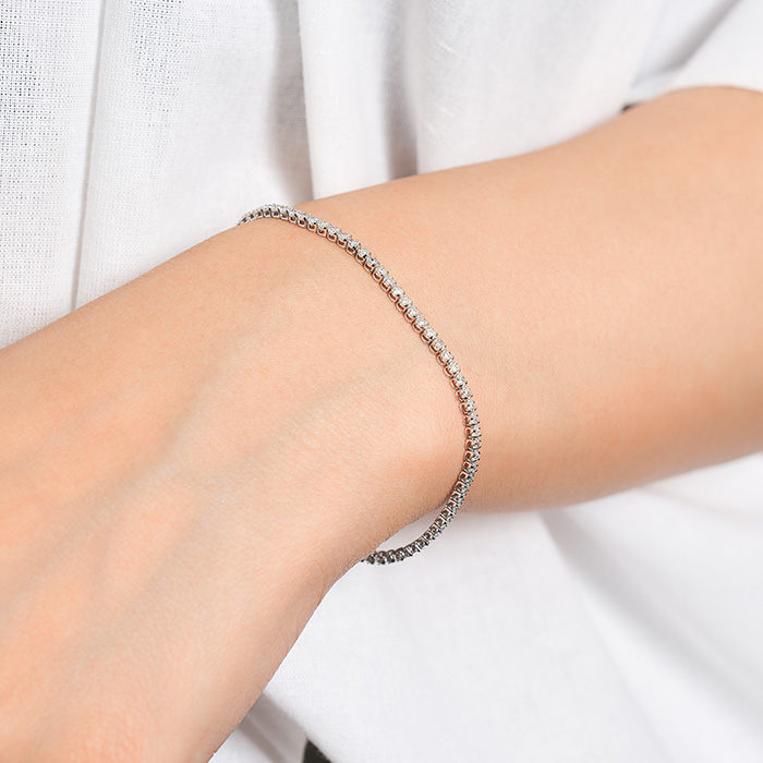 K18ホワイトゴールドダイヤ1.0ct テニスブレスレット | 999-400726