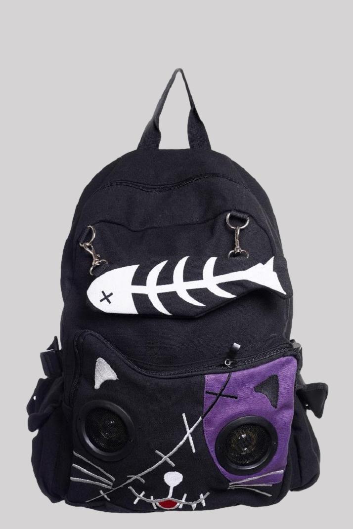 Banned Apparel Kitty Fish Bone Speaker Backpack | Ro Rox Boutique