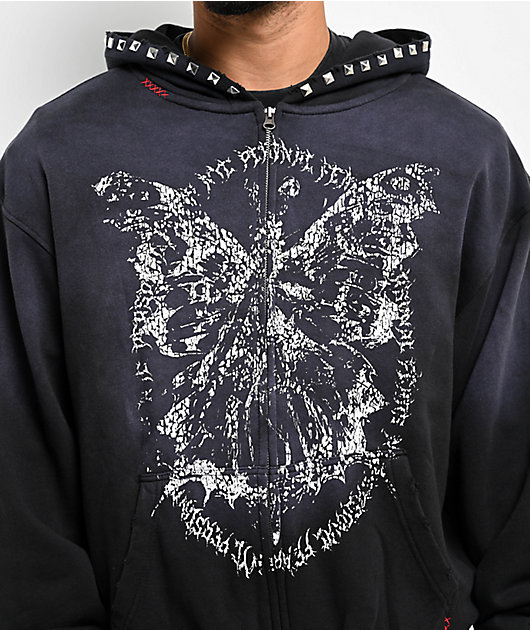 Personal Fears Crust Stud Black Wash Zip Hoodie | Zumiez