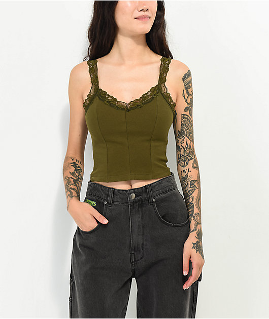 Spicychix Lace Green Crop Tank Top | Zumiez