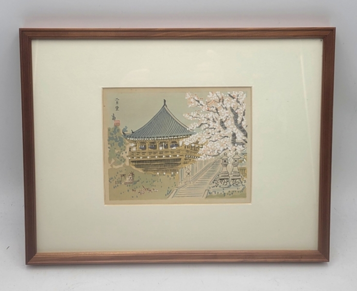 徳力富吉郎 木版画 二月堂 額装|サムライオークション