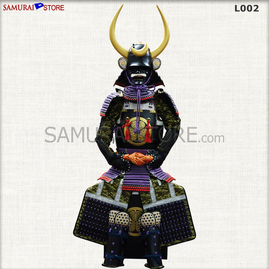 BY03 甲冑 丸に渡辺星紋 鹿角脇立 三日月前立 鎧櫃付 等身大 兜 武具