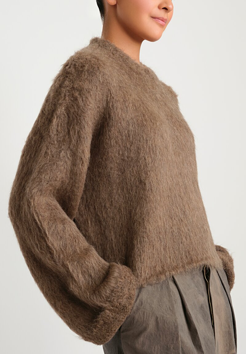 Uma Wang Alpaca and Wool Round Neck Sweater in Brown | Santa Fe