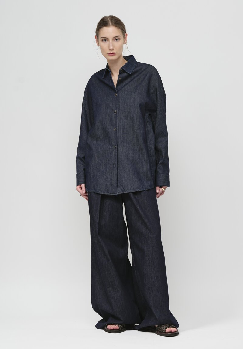 Dries Van Noten Denim Casio Shirt in Indigo Blue | Santa Fe Dry