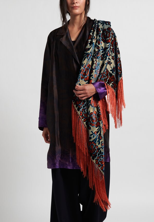 Dries Van Noten Fevore Flower Scarf in Red/Gold | Santa Fe Dry