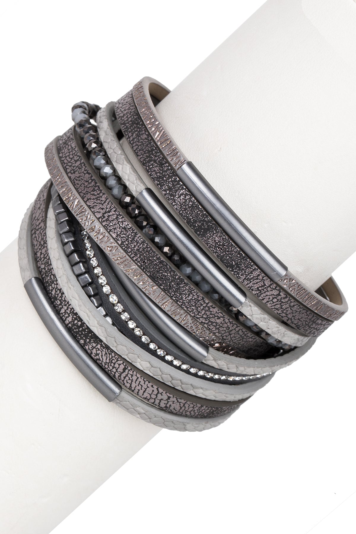 Glimmer Stackable Leather Bracelet with Crystals | Saachi – SAACHI