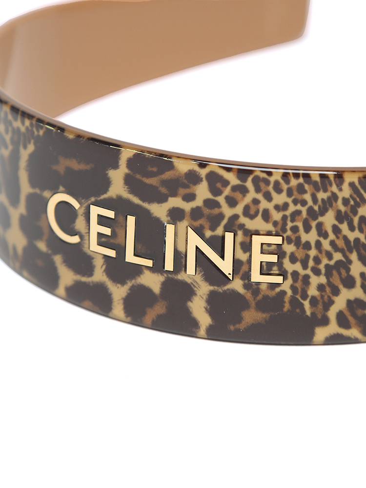 CELINE (セリーヌ) レオパード柄 ロゴ刻印 カチューシャ CELL461DJ6CST