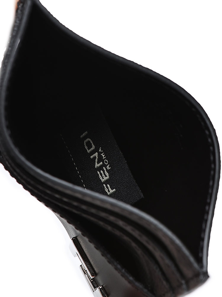 FENDI (フェンディ) メタルロゴ レザー スクエア カードケース