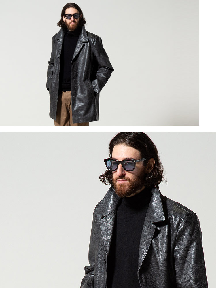 DKNY (ダナキャラン ニューヨーク) レザー シングル コート DKDX8M2382