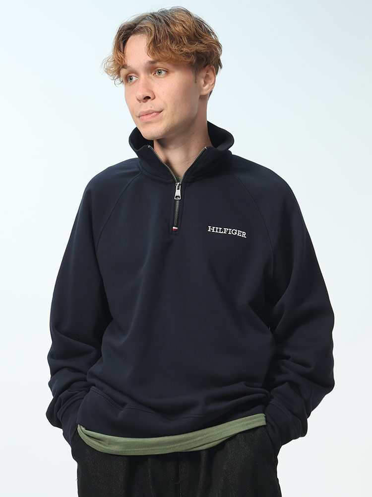 TOMMY HILFIGER (トミーヒルフィガー) 裏起毛 ハーフジップ プル