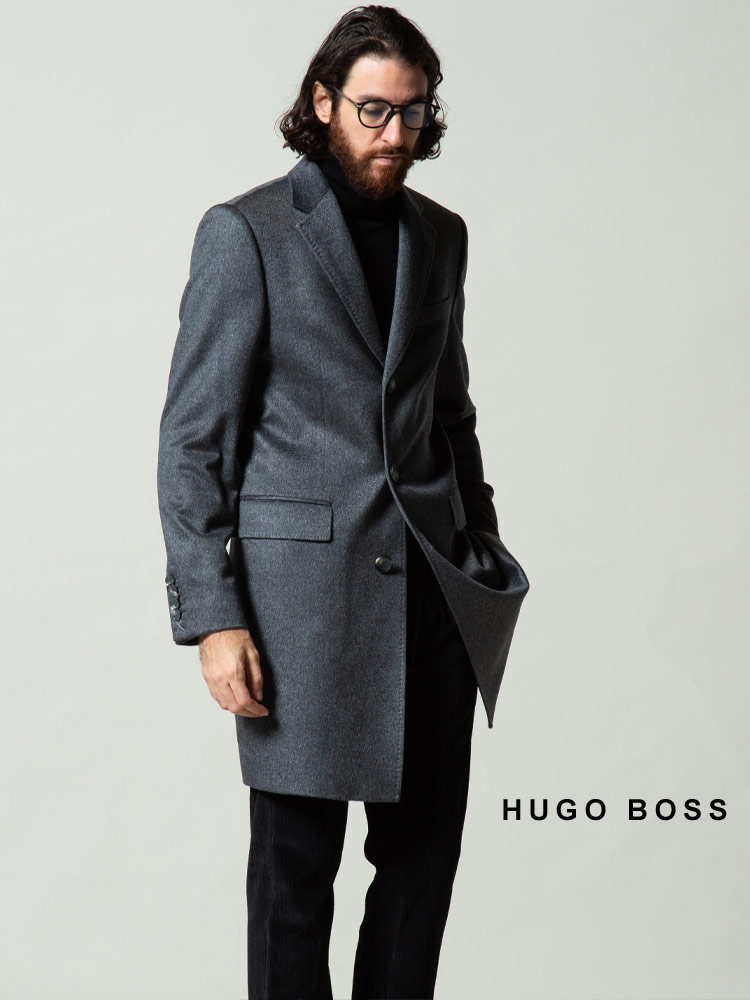 ヒューゴボス メンズ HUGO BOSS カシミヤ100％ シングル チェスター