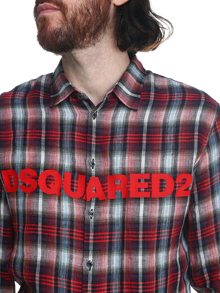 DSQUARED2 (ディースクエアード) ロゴ チェック柄 長袖 シャツ