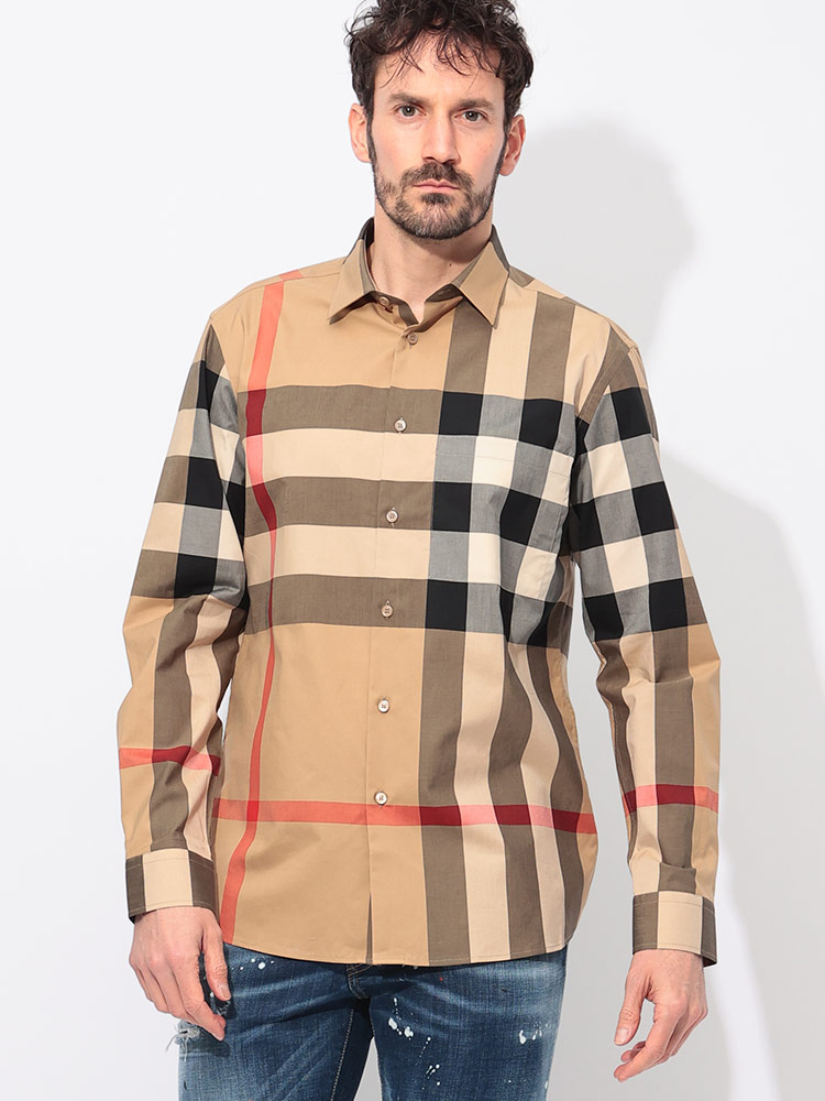 BURBERRY (バーバリー) 綿100％ チェック柄 長袖 シャツ BB8071445