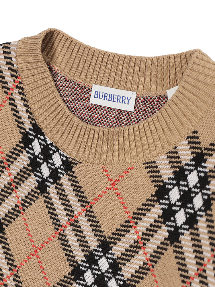 BURBERRY (バーバリー) エンブロイダード チェック クルーネック