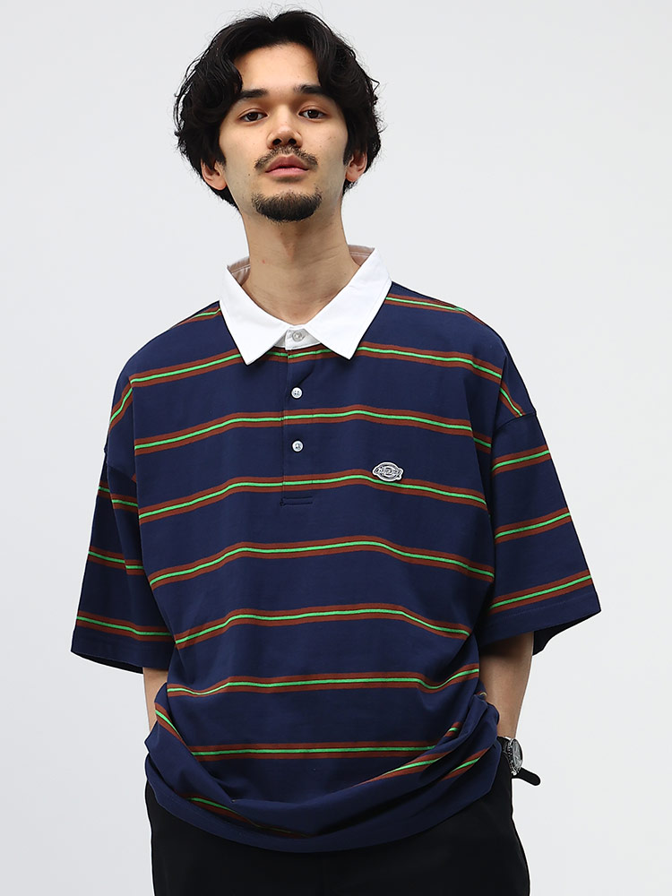 Dickies (ディッキーズ) 天竺 ボーダー 半袖 ラガーシャツ M L LL