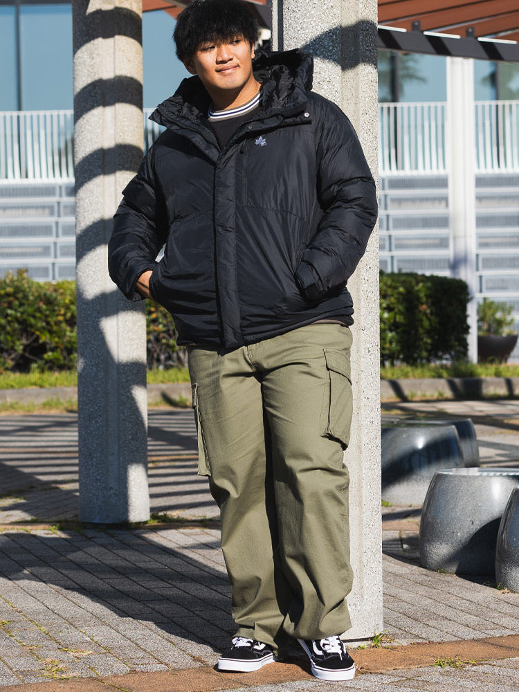 中綿ジャケット Thermore 撥水 無地 フルジップ アウター ブルゾン