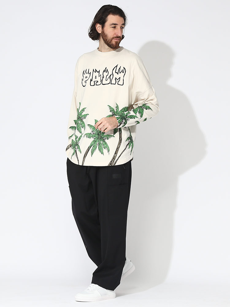 Palm Angels (パームエンジェルス) プリント クルーネック 長袖 T