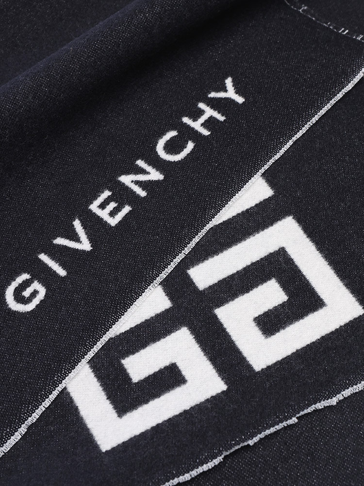 GIVENCHY (ジバンシィ) ウール混 リバーシブル ロゴ マフラー