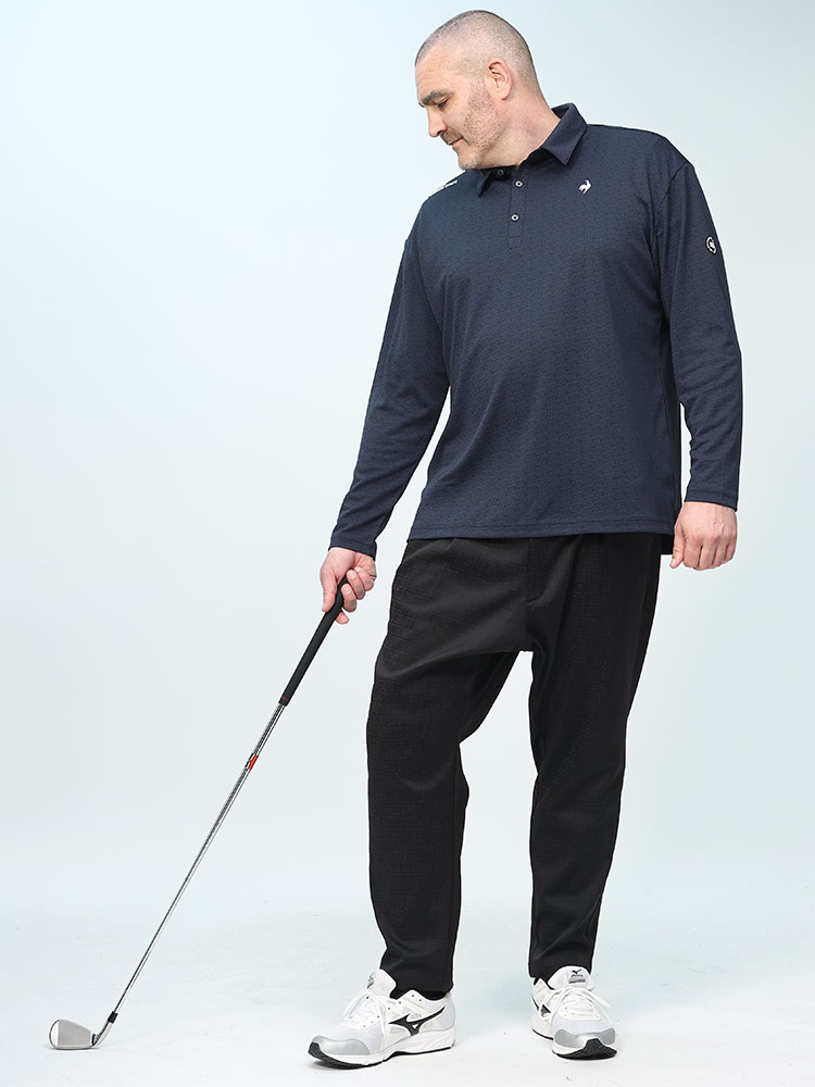 le coq GOLF ストレッチ 吸汗速乾 ジャガード 長袖 ポロシャツ (le coq
