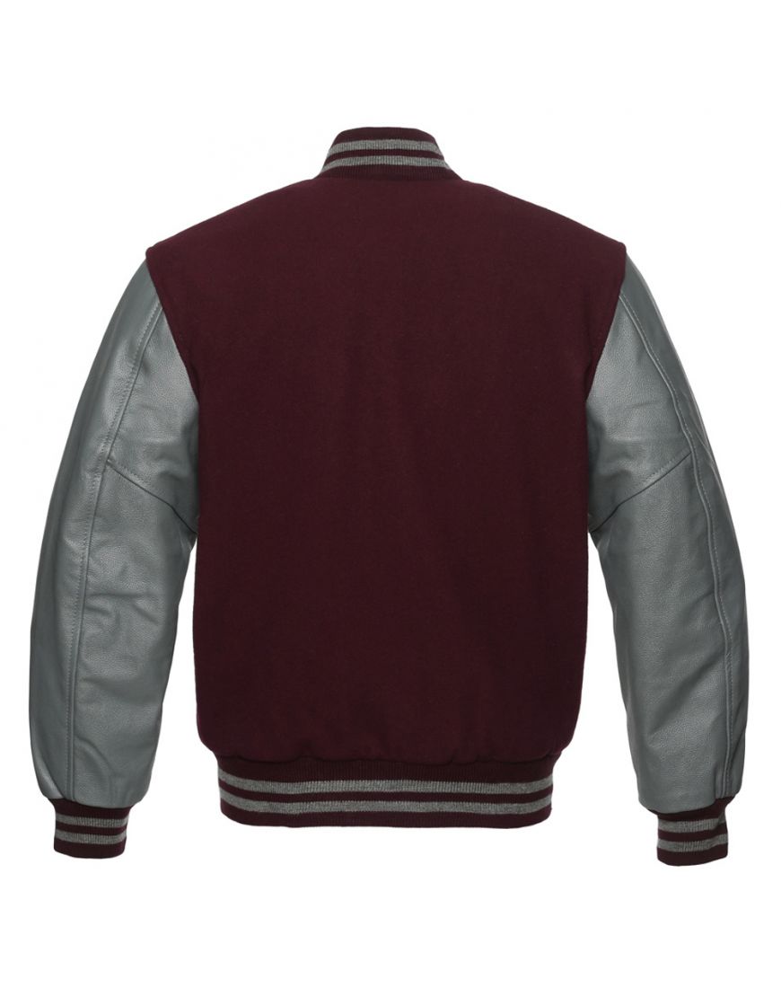 Maroon And Gray Varsity Jacket Womens | Saida Gear
