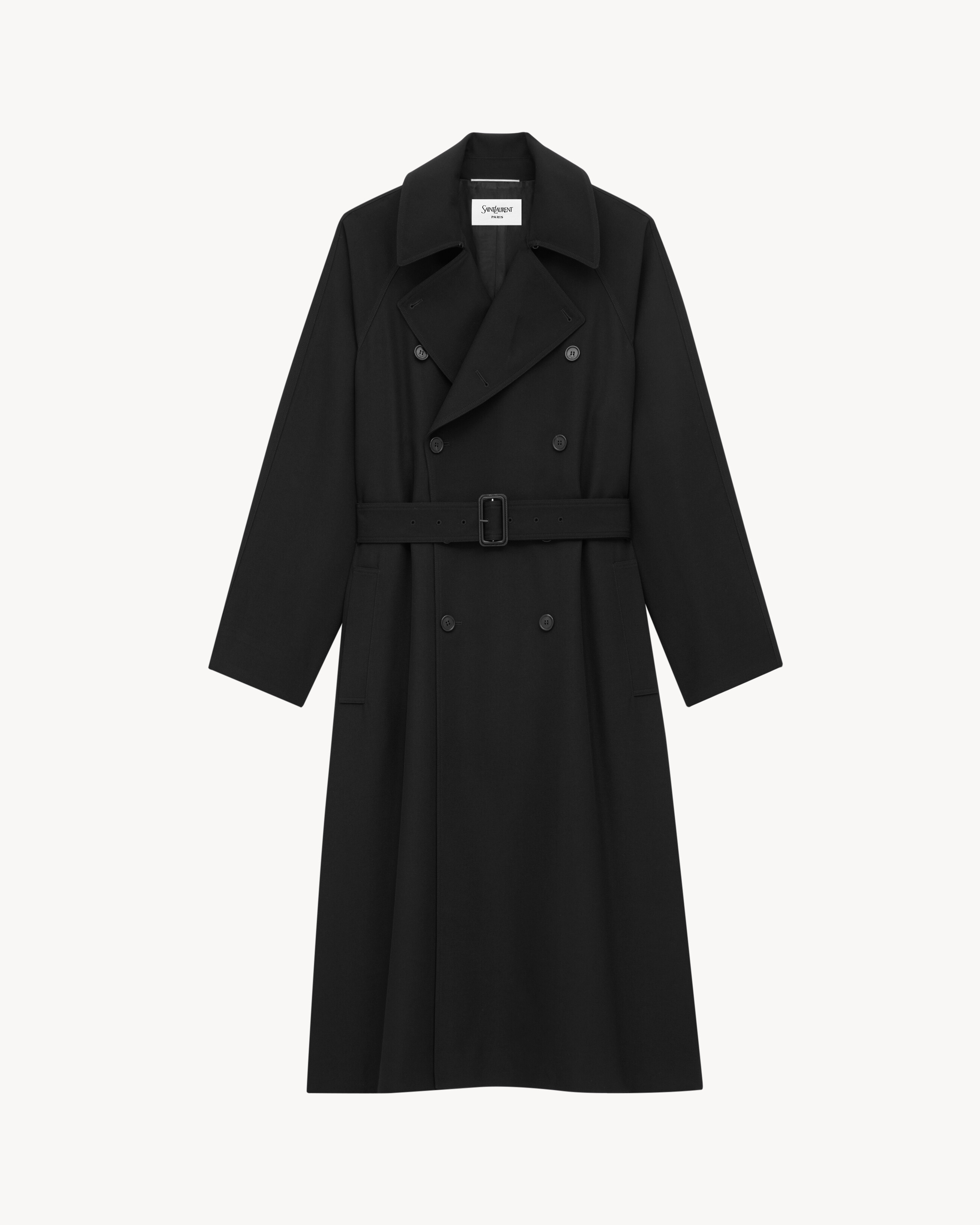 long coat in grain de poudre in Black | Saint Laurent | YSL EN-US
