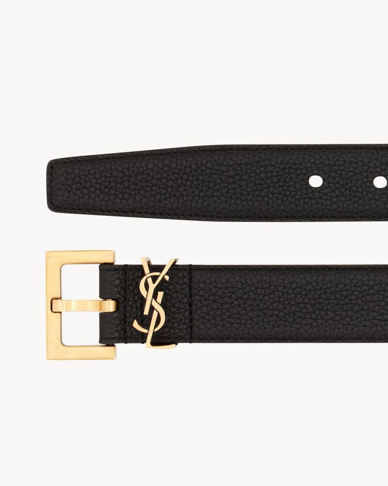 Cassandre BELT IN GRAINED LEATHER in Black | Saint Laurent | YSL EN-PT
