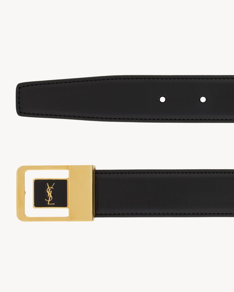 LA 66 バックルベルト（ラッカードレザー） ブラック | Saint Laurent