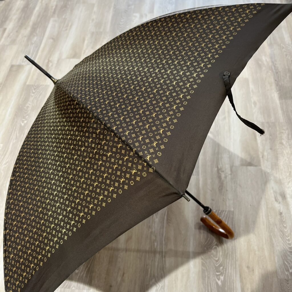 ルイヴィトン LV モノグラム 長傘 60cm ウッドハンドル 茶系 雨傘 楽天