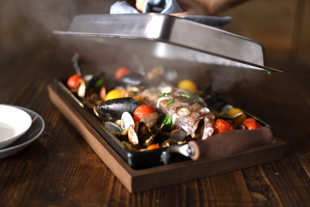 AUX（オークス）大人の鉄板 鉄板大 角蓋付き 日本製 IH対応 レシピ付き