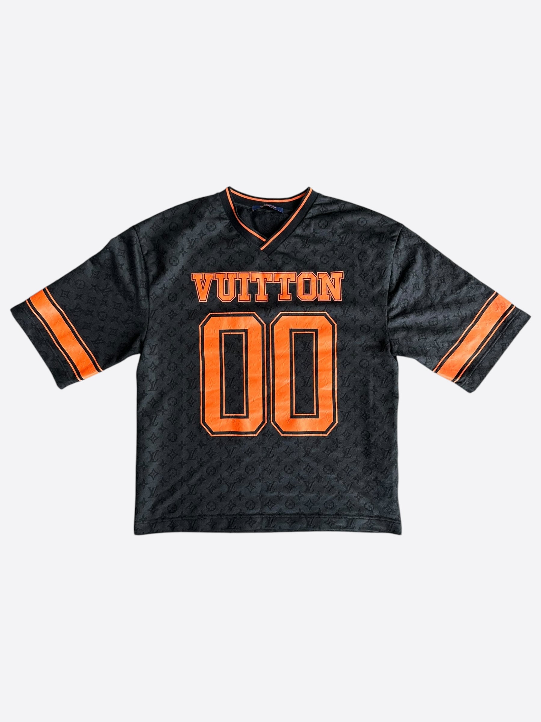 Louis Vuitton Black & Orange Monogram Football Jersey – Savonches