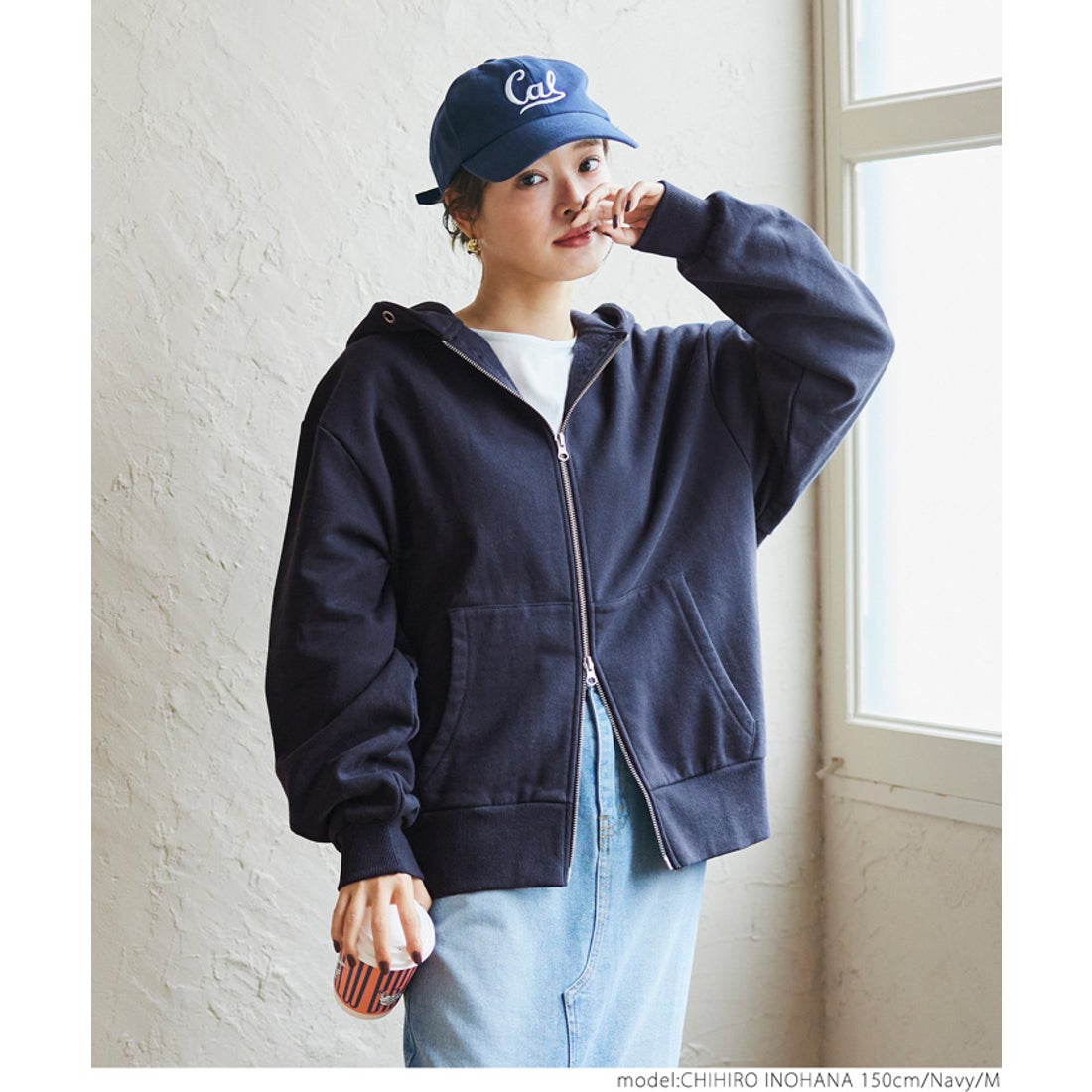 コカ coca ヘビーウェイト裏起毛ジップアップパーカー （Navy） -靴