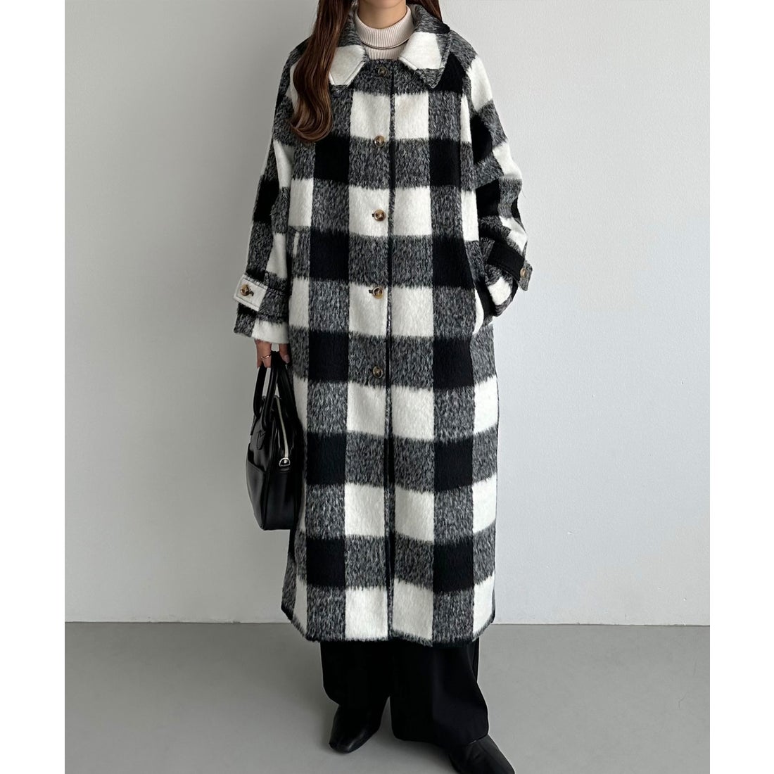 カラウティア callautia callautia シャギーチェックロングコート