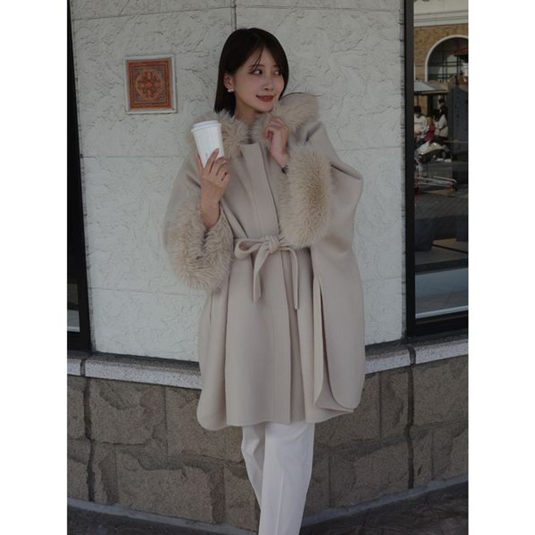 セルフォード CELFORD ファーポンチョコート （LGRY） - ファッション