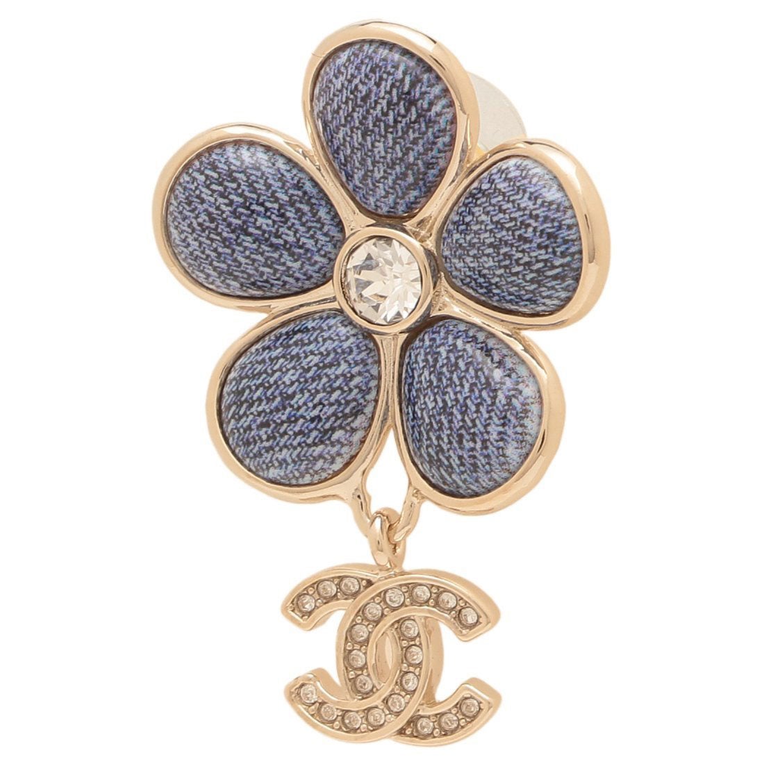 シャネル CHANEL ピアス デニム フラワーモチーフ 花 CCマーク ココ