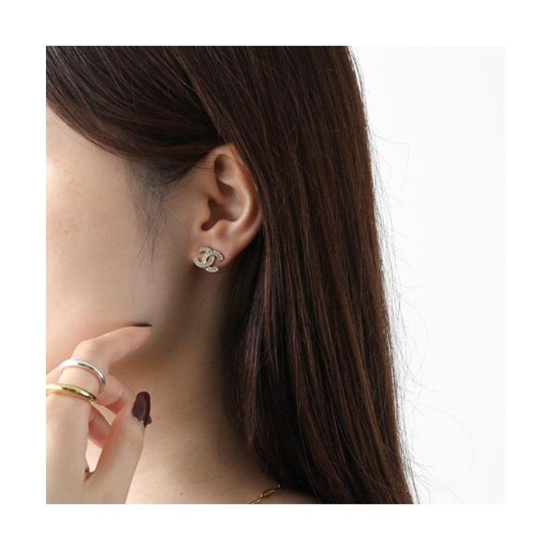 シャネル CHANEL CHANEL ピアス ABE100 Y02003 ラインストーン ココ