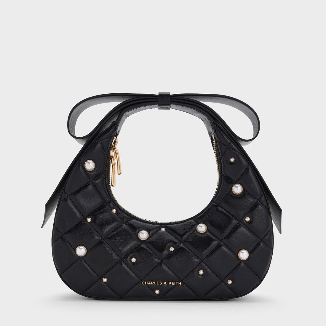 CHARLES & KEITH Janie ジェイニー キルトパールエンベリッシュドボウ