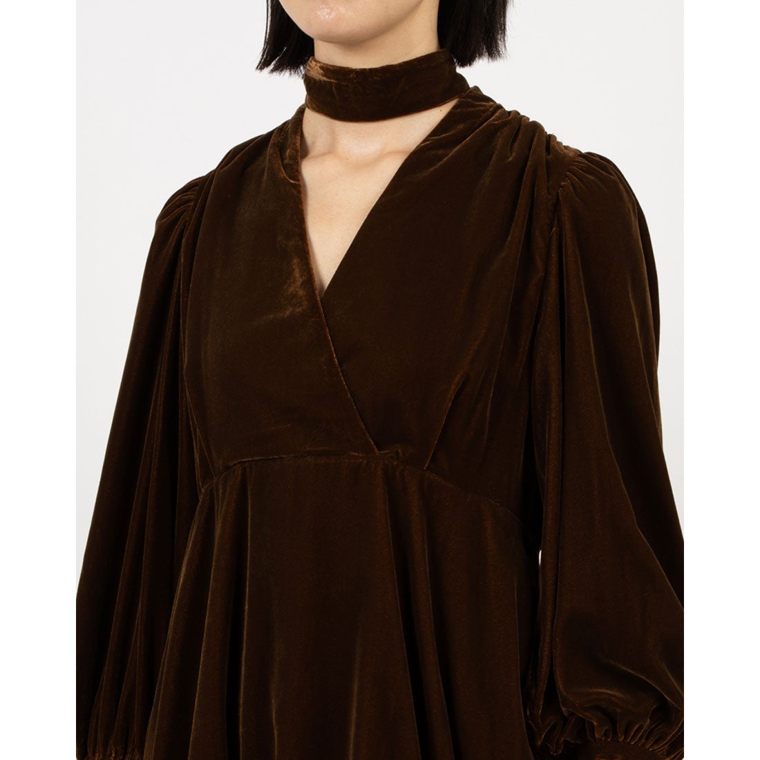 クラネ CLANE VELOR BALLOON MINI ONEPIECE （BROWN） -靴
