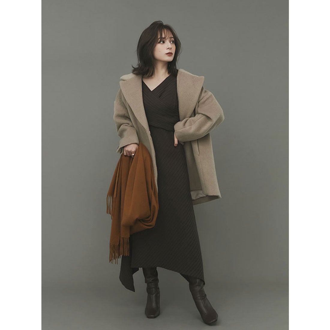 アニュアンス anuans シャギービッグカラーコート （BEIGE） -靴