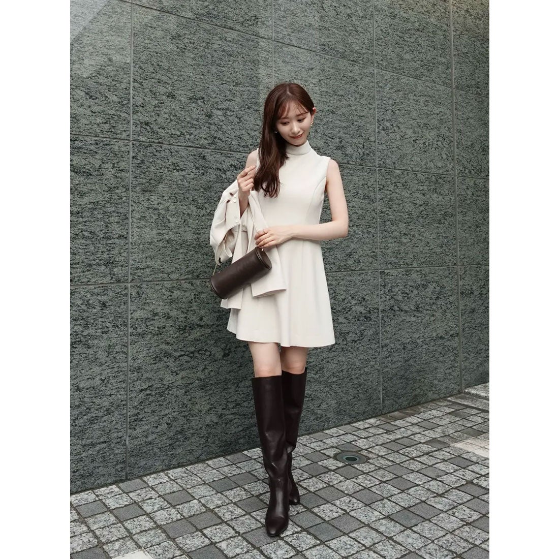 アニュアンス anuans カットジョーゼットミニワンピース （BEIGE