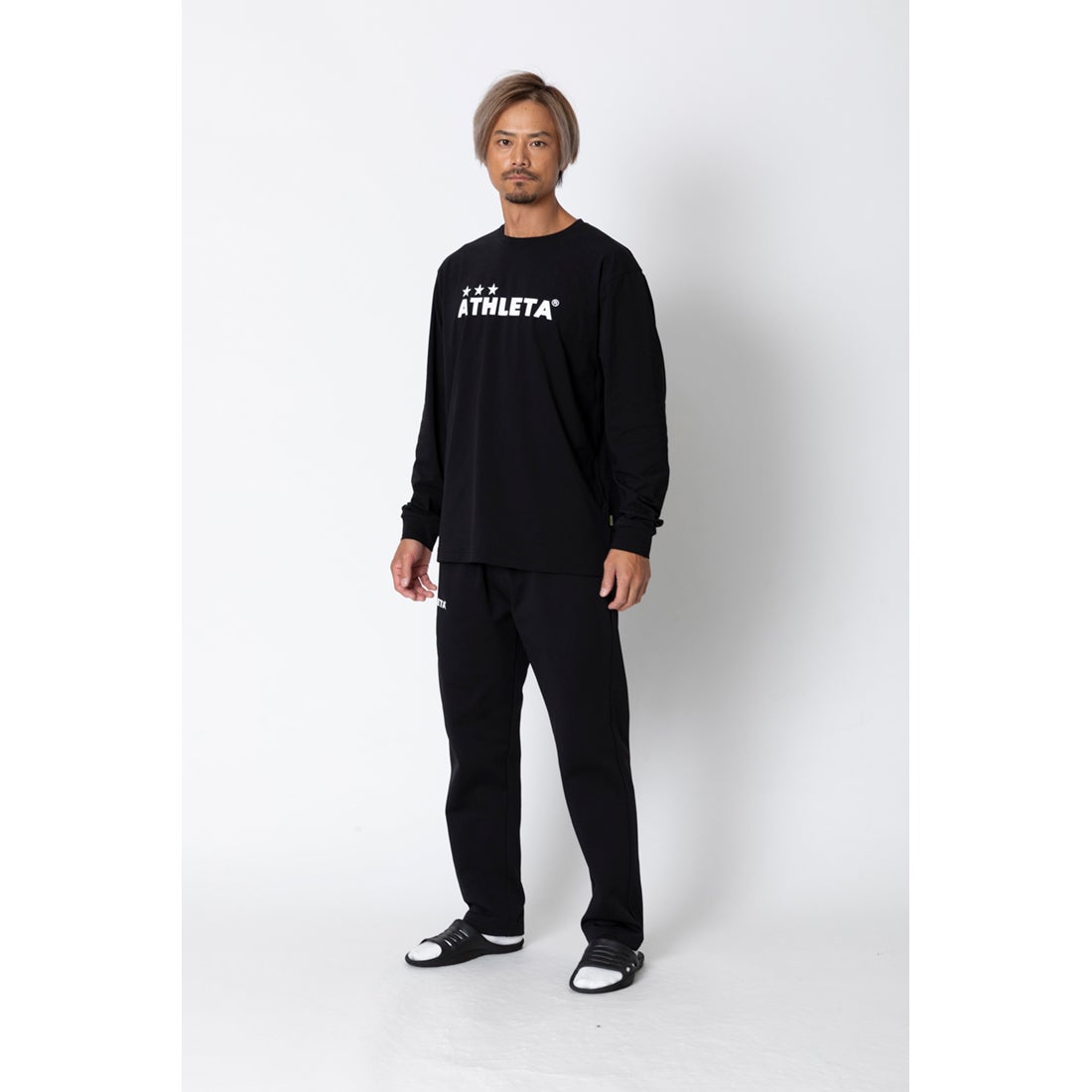 ATHLETA 長袖シャツ 黒 グレー サイズ0 アビスパ福岡練習着 ATHLETA