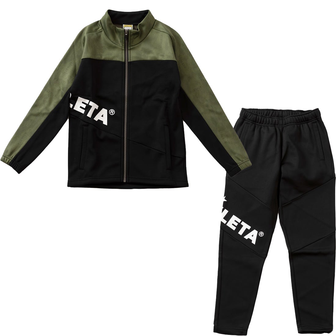 ATHLETA アスレタ 裏起毛ジャージ上下セット ジュニア(カーキ×ブラック
