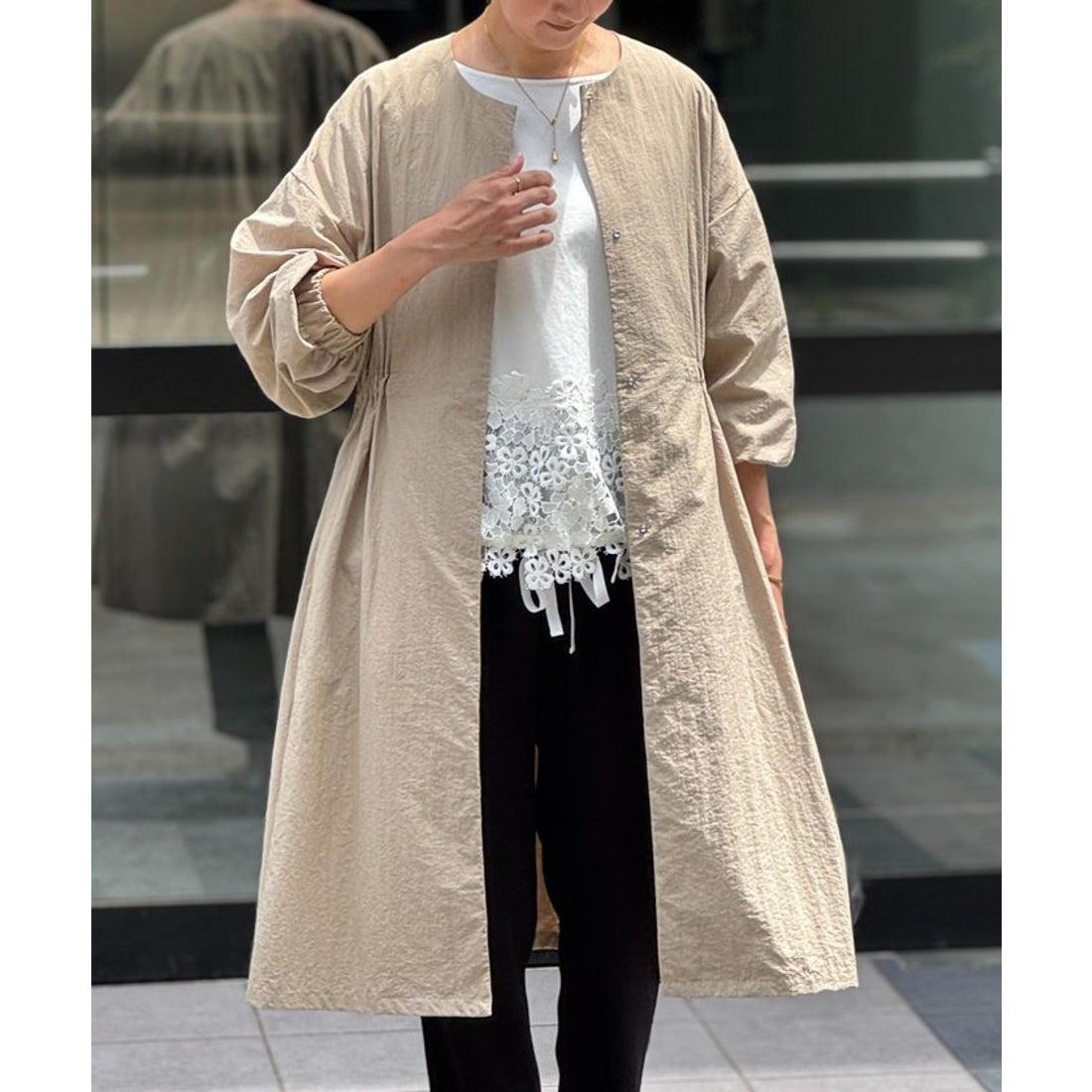 ビアズリー BEARDSLEY バルーン袖フレアーコート （beige