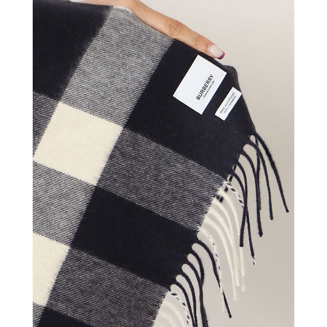 バーバリー BURBERRY カシミヤ ビッグチェックマフラー （NAVY MULTI