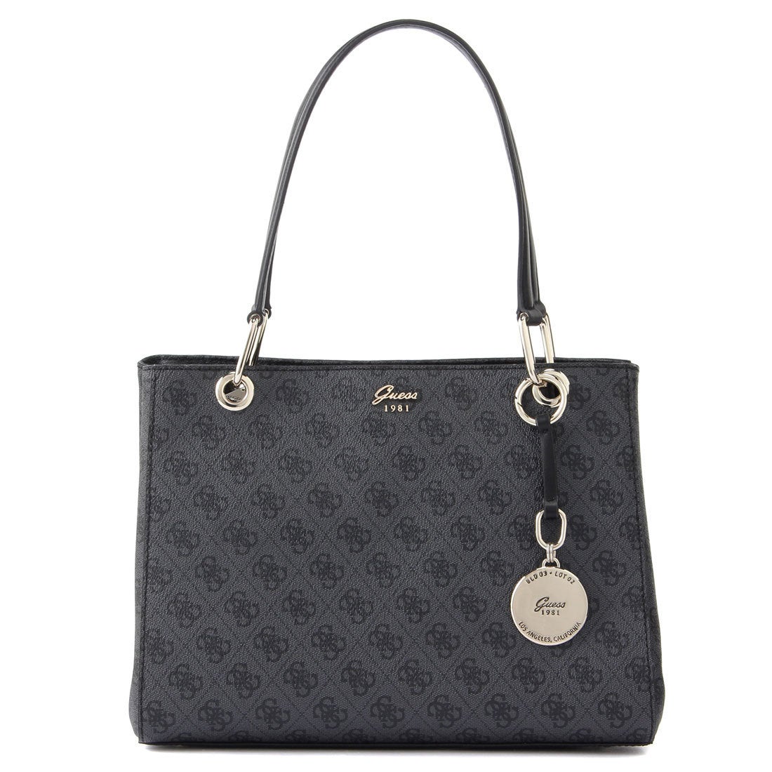 ゲス GUESS JACQUI MONOGRAM SATCHEL （COAL） -靴＆ファッション通販