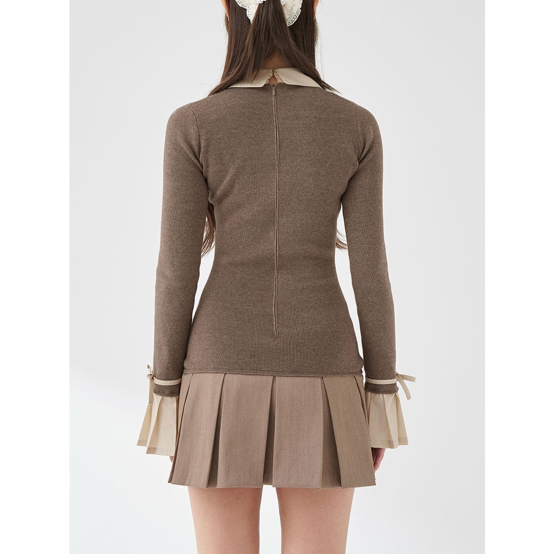ダーリッチ Darich シャツドッキングプリーツミニワンピース （モカ