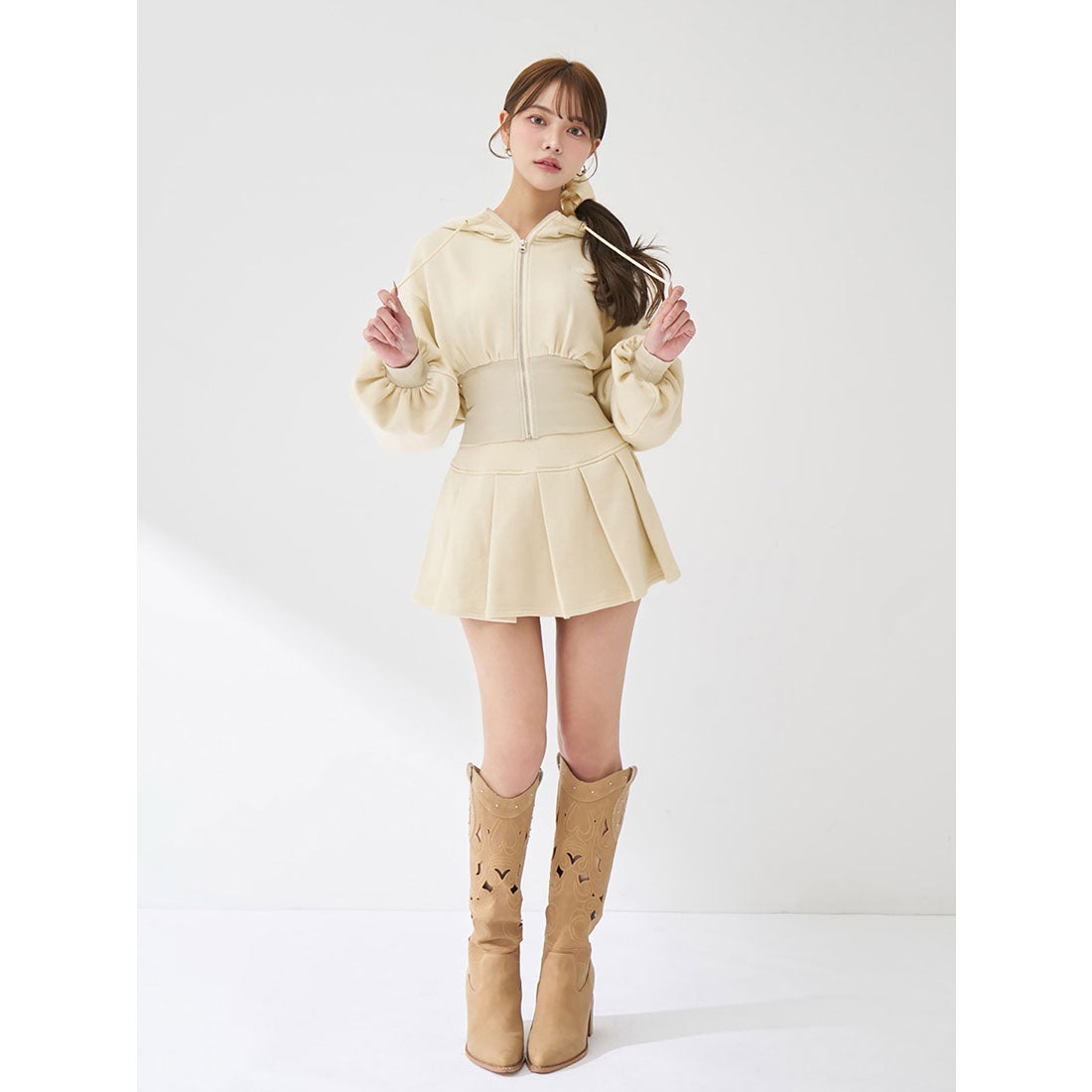 ダーリッチ Darich カラーラメスウェットプリーツミニスカート