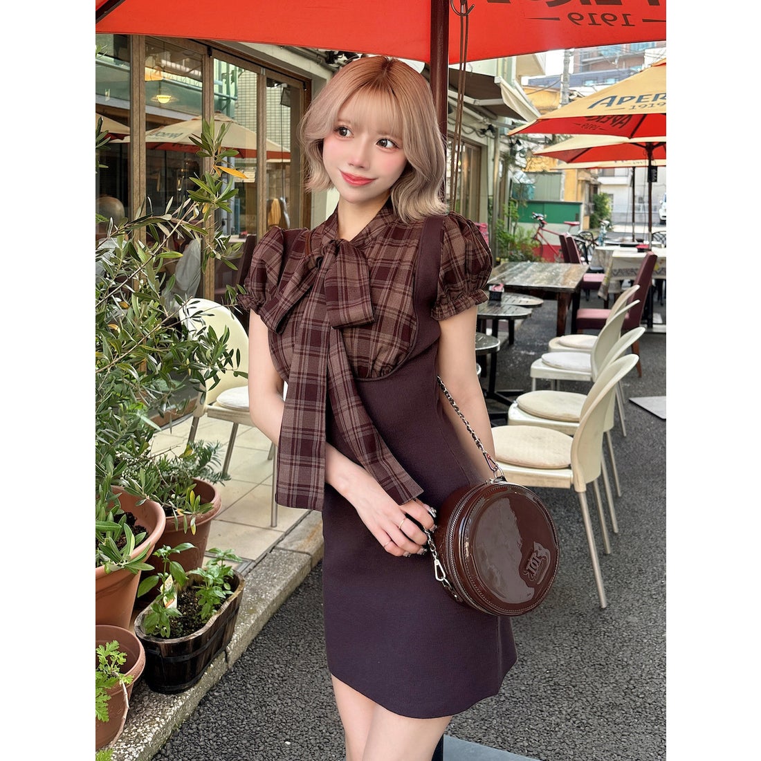ダーリッチ Darich レイヤードライクボウタイニットミニワンピース