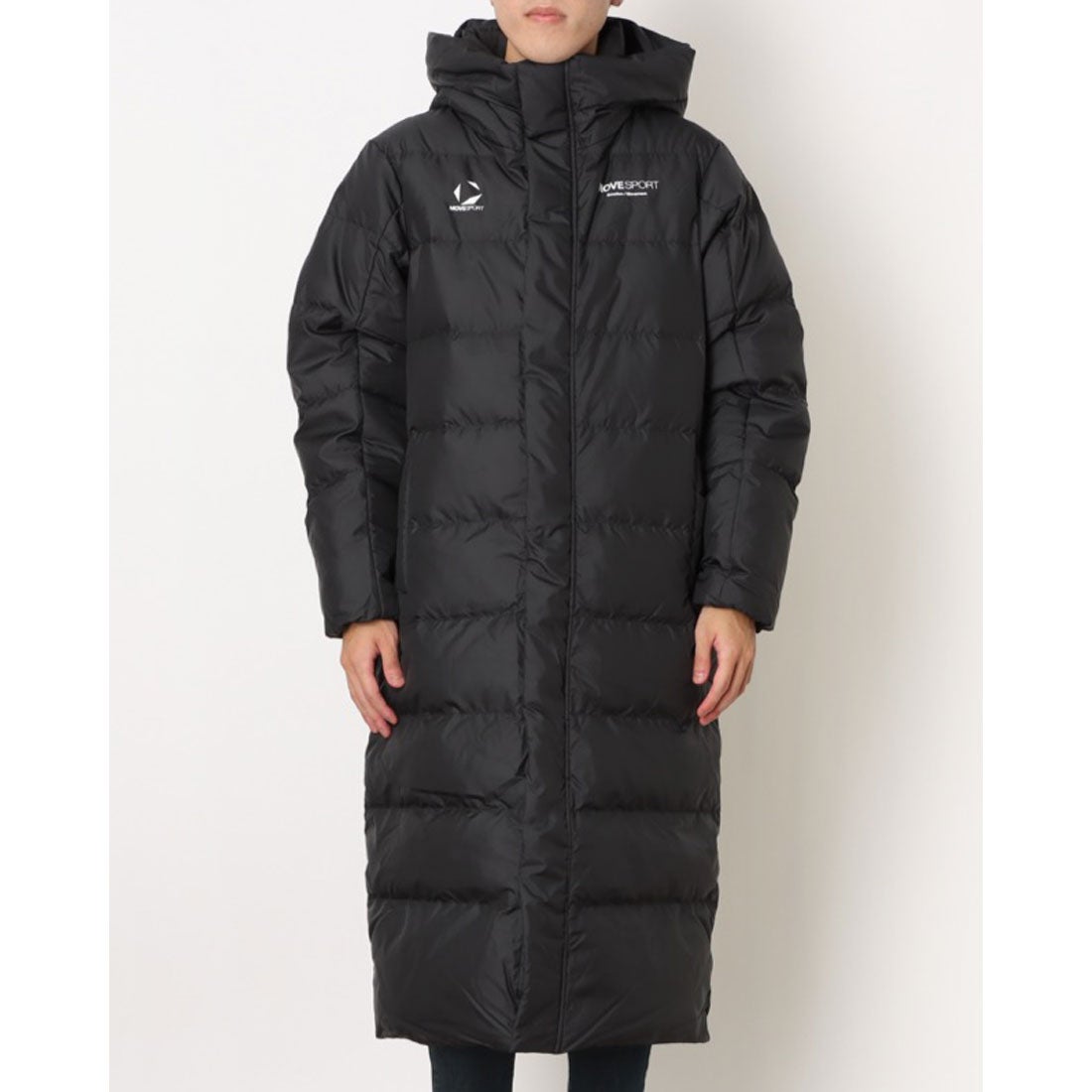 デサント ダウンコート ロング丈 着丈106cm フード脱着可 ダウン90% 黒